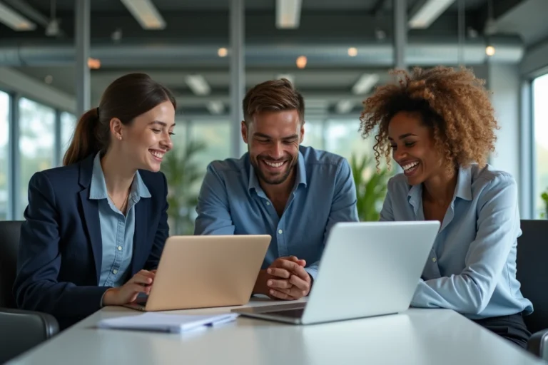 Groupe de professionnels collaborant dans un bureau moderne